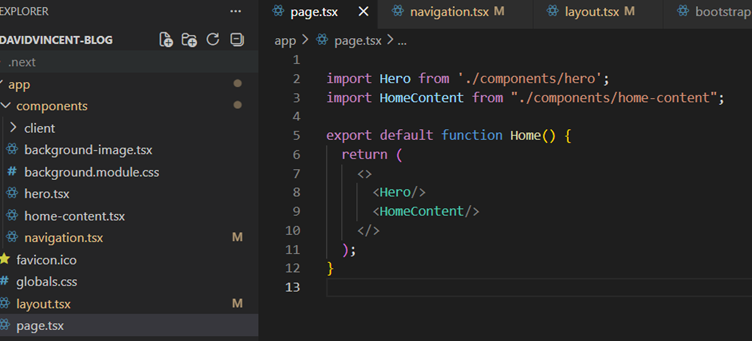 Add Hero and HomeContent to page.tsx